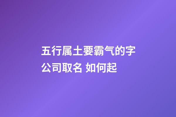 五行属土要霸气的字公司取名 如何起-第1张-公司起名-玄机派